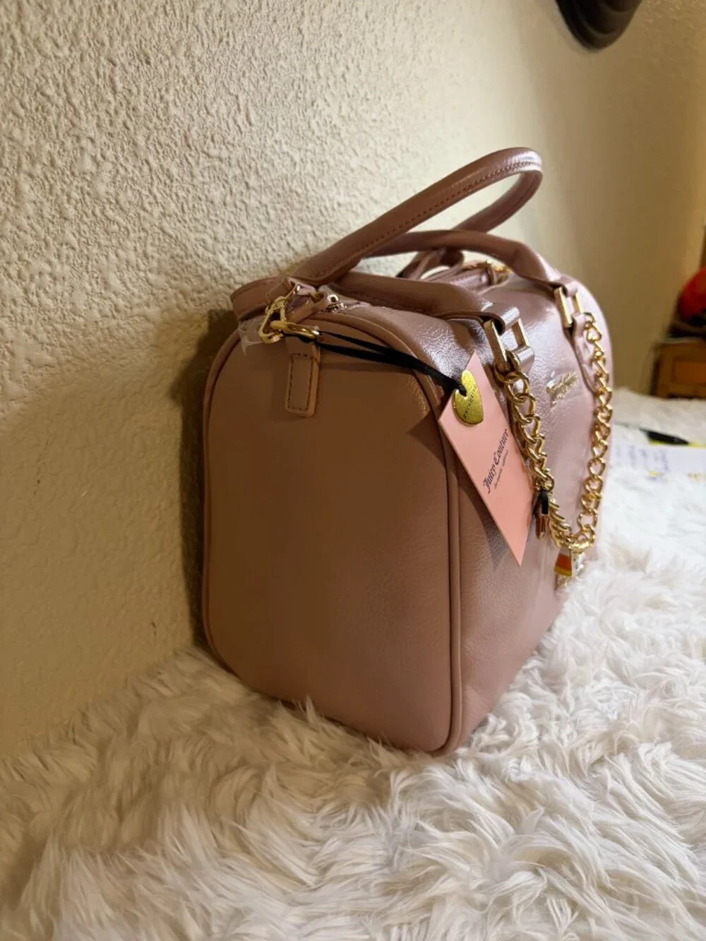 Juicy Couture Halloween Boo Crew Satchel Dusty Blush Charm Bag NWT